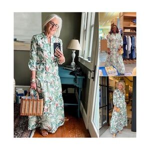 J. McLaughlin J.MCLAUGHLIN Cunningham Palm Print Maxi Dress, EUC, Size XL